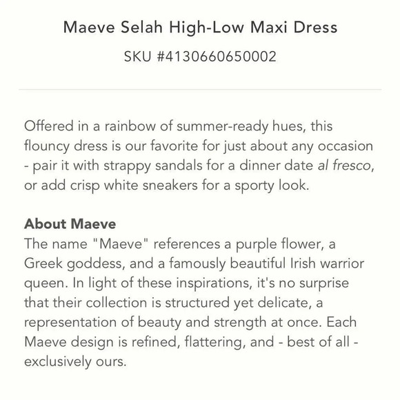 NWT! ANTHOLOGIE Maeve Selah High-Low Maxi Dress - Picture 7 of 9